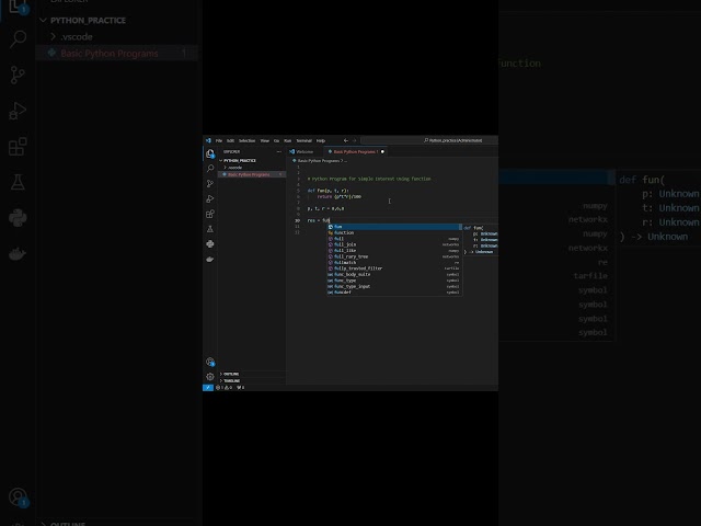 Python Program for Simple Interest Using function