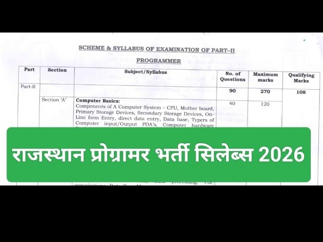 राजस्थान प्रोग्रामर भर्ती | Rajasthan Programmer vacancy syllabus 2026 🇮🇳| rajasthan programmer 