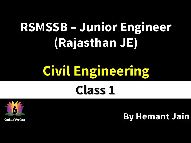 RSMSSB Rajasthan Junior Engineer Exam  | Civil Engineering | Surveying Class 01