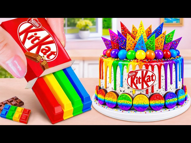 How To Make A Mini KitKat Oreo Rainbow Cake ASMR🍫🍪Satisfying Tiny Baking Tutorial |Little Cake House