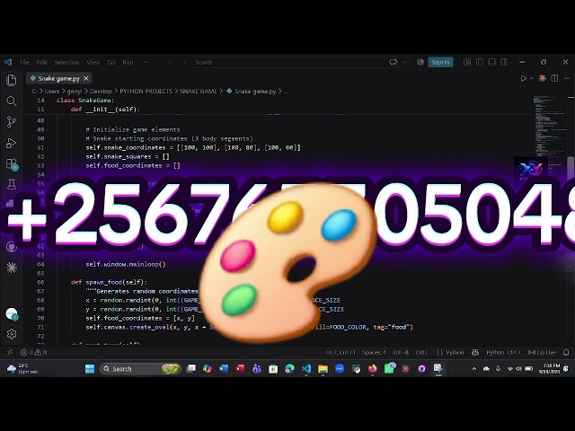 Build a Snake game using python 🙏