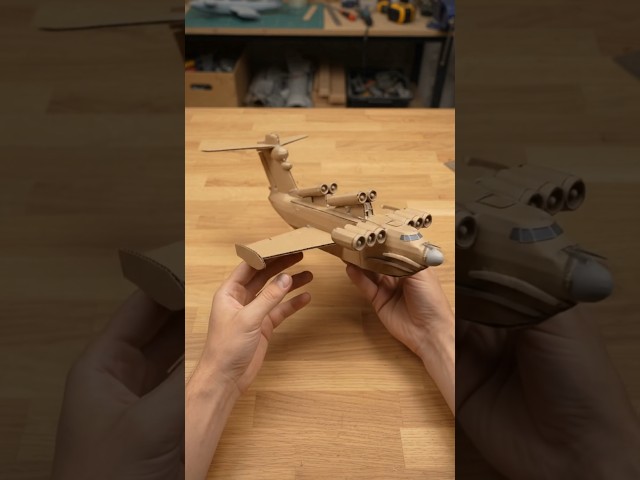 Building the Caspian Sea Monster (Lun-Class Ekranoplan) Out of Cardboard ✈️ #shorts #cardboardcraft