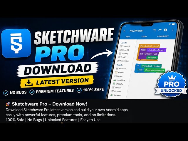 Sketchware Pro Latest Version Download 2026 | Premium Features Unlocked 🚀