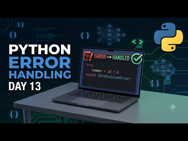 :🐍Python Error Handling with try & except Explained | Day 13 #Python  #PythonForBeginners #Coding