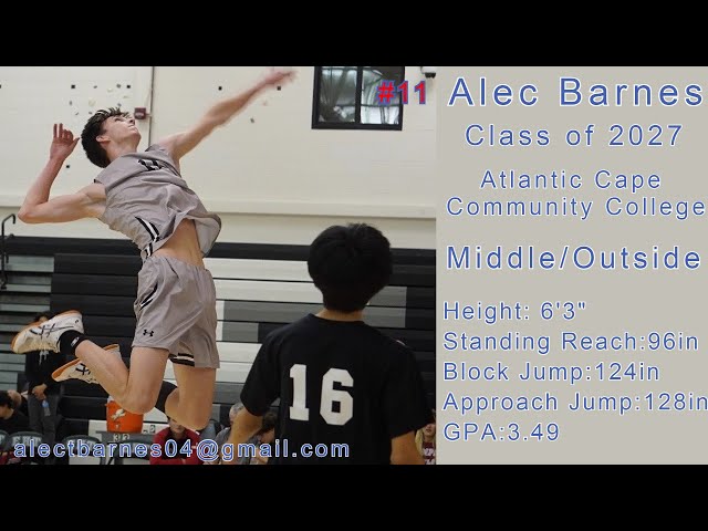 Alec Barnes Volleyball Highlights | Class of 2027 | Atlantic Cape Community College