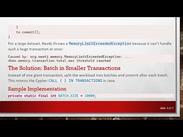 Batching Neo4j Transactions in Java Using CALL { } IN TRANSACTIONS Pattern