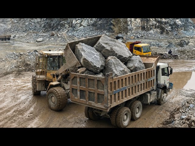 Loader at Work | Massive Stone Loading Incredible Quarry Stone Loading