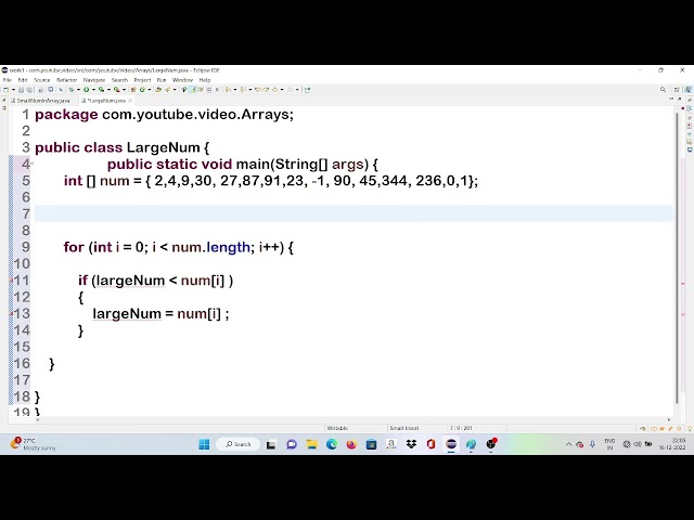 finding largest number from given Array without using any inbuilt method