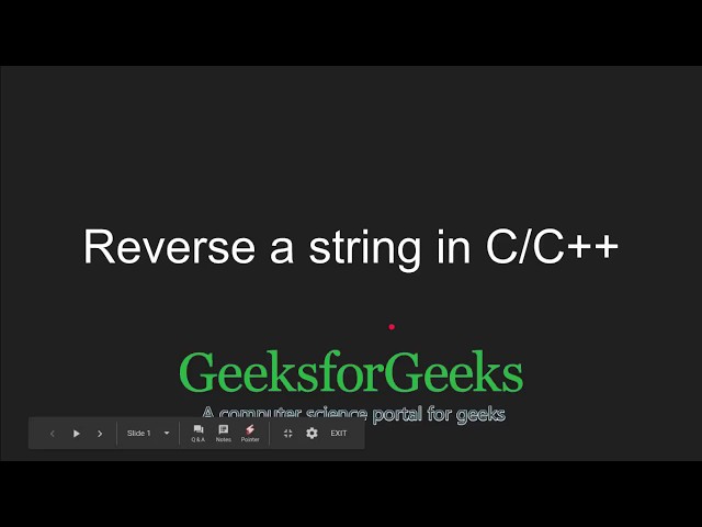 Reverse a string in C/C++ | GeeksforGeeks
