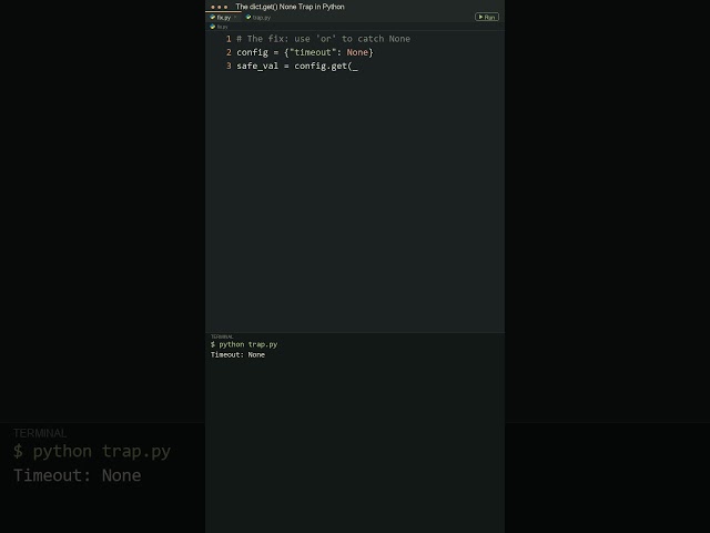 The dict.get() None Trap in Python! ⚠️ #python #programming #coding #developer