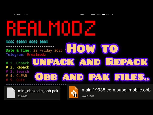 How to Unpack & Repack .pak and OBB Files | Pak + OBB Full Modding Tutorial..
