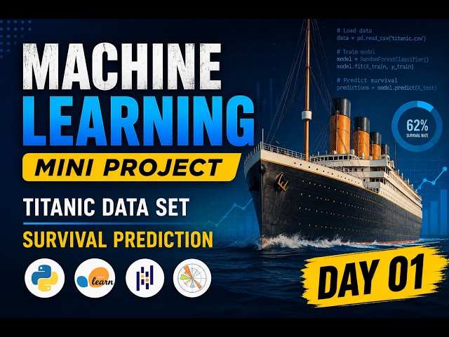 Machine Learning - mini project (Titanic Data Set) - Survival Prediction #machinelearning #python