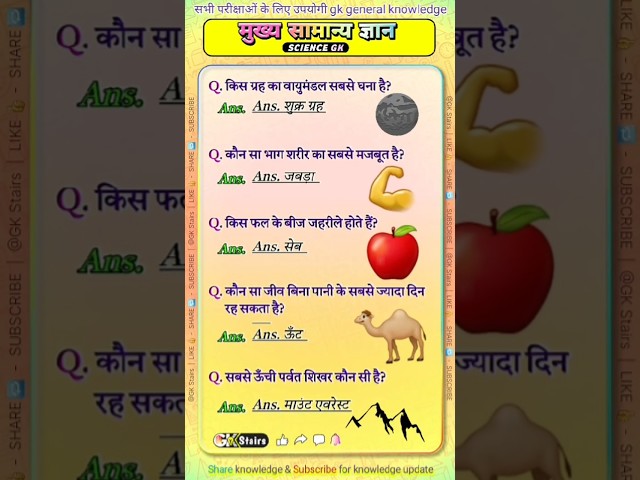 intesting #science gk questions | General Knowledge | gk in hindi सामान्य ज्ञान #gk  #shorts #trend