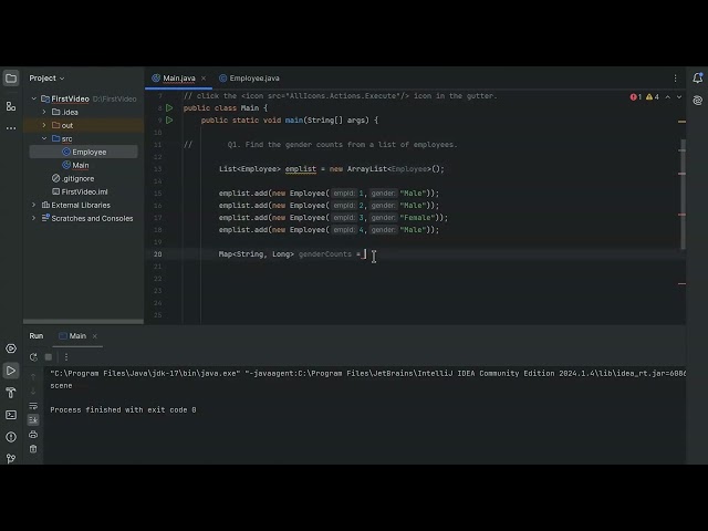 Java Collections | Interview Questions | Coding Example | Find the gender counts from a list