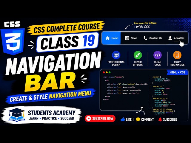 CSS Navigation Bar in Urdu | CSS Complete Course | Class 19