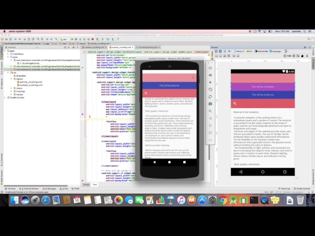 Scrolling view with sticky header