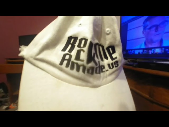 Showing Off My RockMeAmade.us hat that I use to promote my youtube mashup website that simulates MTV