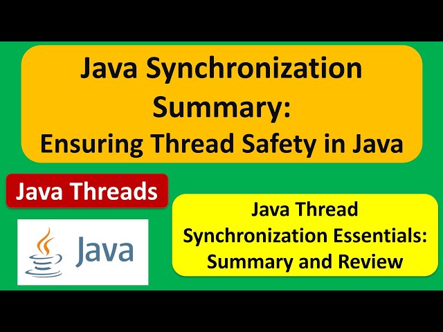 Java Synchronization Summary: Ensuring Thread Safety in Java | Java Synchronization | Java Threads