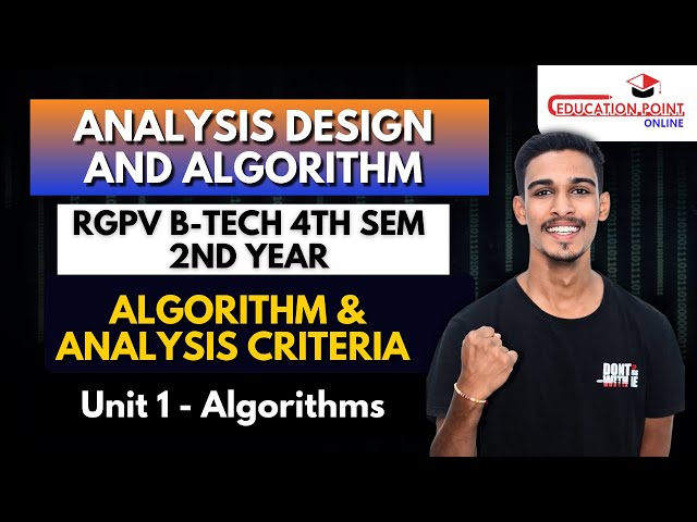 lec 1 | Algorithm & Analysis Criteria | RGPV Analysis Design of Algorithm (ADA) B.Tech 4th Sem