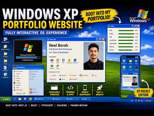 🚀 I Built a Windows XP Portfolio Website 🤯 | Full Interactive Desktop OS with Next.js & React