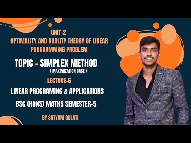 Unit 2: Simplex Method (Maximization Case) | Lecture 6 | B.Sc. (Hons.) Maths Semester 5 | DU NEP DSE