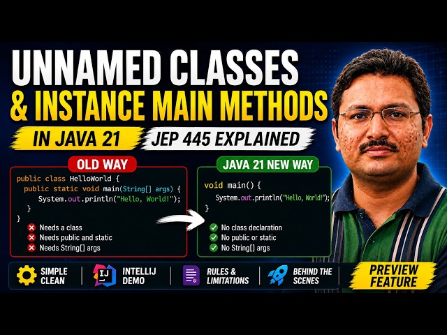 Unnamed Classes and Instance Main Methods in Java 21 | JEP 445 Explained