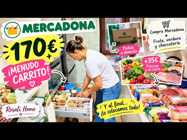 ¡SUPER COMPRA EN MERCADONA! 🛒¡CASI 200€ EN COMIDA!😱+ cómo lo organizo + FRUTA, VERDURA Y CHARCUTERÍA
