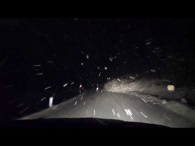 Virtual Drive Through Snow Blizzard in The Night / Sound of Wind And Falling Snow