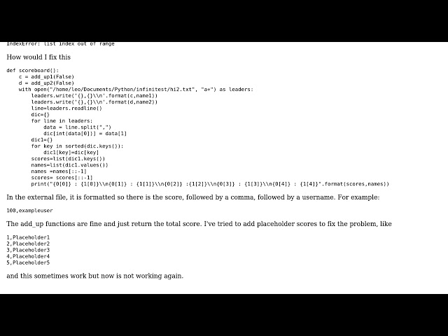 How do I sort Python IndexError:List Index out of range when reading and writing with files?