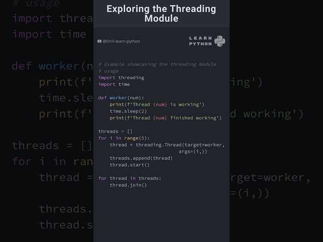 Exploring the Threading Module Multithreading #pythonlearning #programming #coding #python