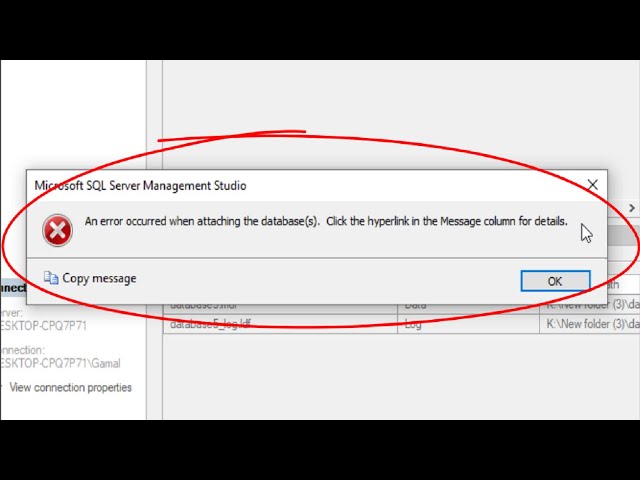 How to attach database mdf file in sql server and fix an error occurred for all databases