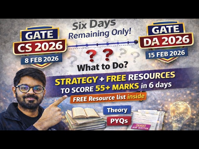 GATE DA 2026: 6 Days Strategy to Score 55+ Marks | Free Resources | Theory + PYQs