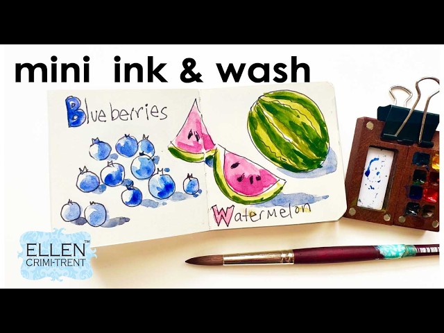 EASY mini ink & wash watercolor tutorial