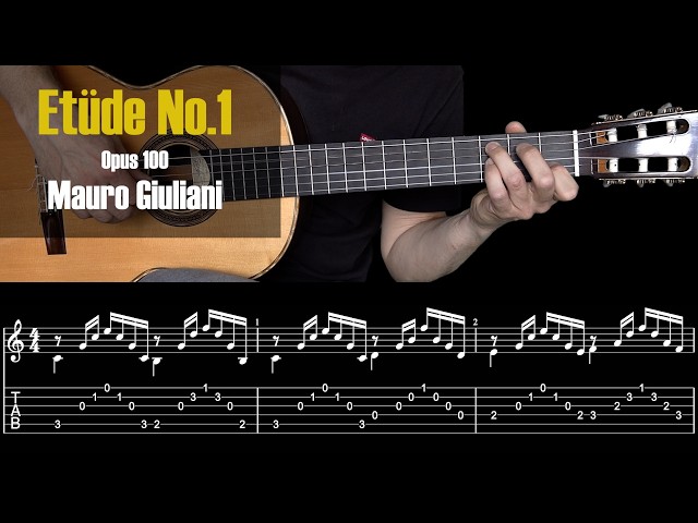 Etüde No.1 Op.100. Mauro Giuliani. Classical Guitar Tutorial + TAB
