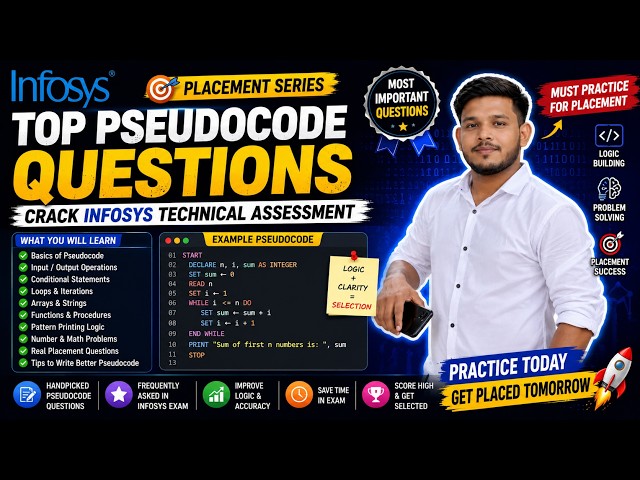 Infosys Top Pseudocode Questions | Most Important Placement Questions 🔥#infosys