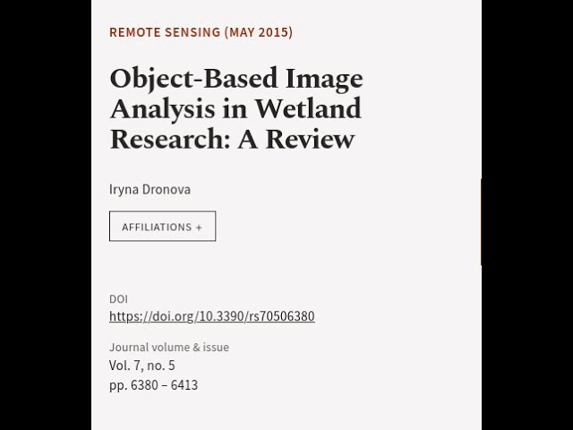 Object-Based Image Analysis in Wetland Research: A Review | RTCL.TV