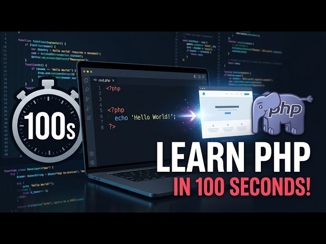 Learn PHP in 1 Minute 40 Seconds | PHP for Beginners