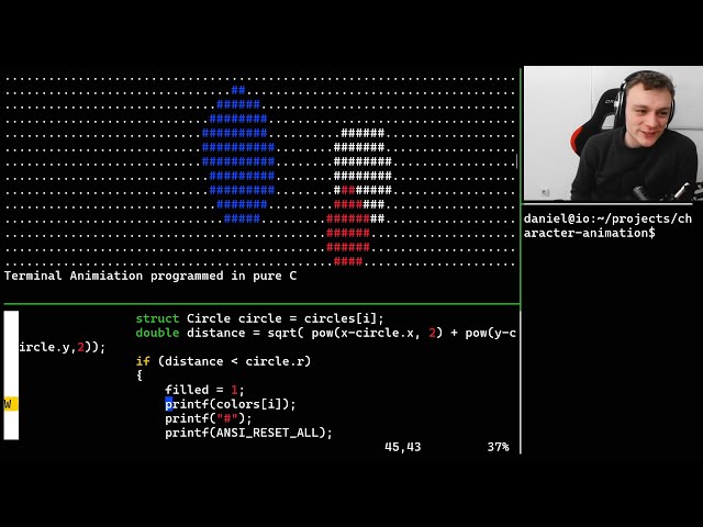 Terminal Animations in C: Bouncing Balls with printf