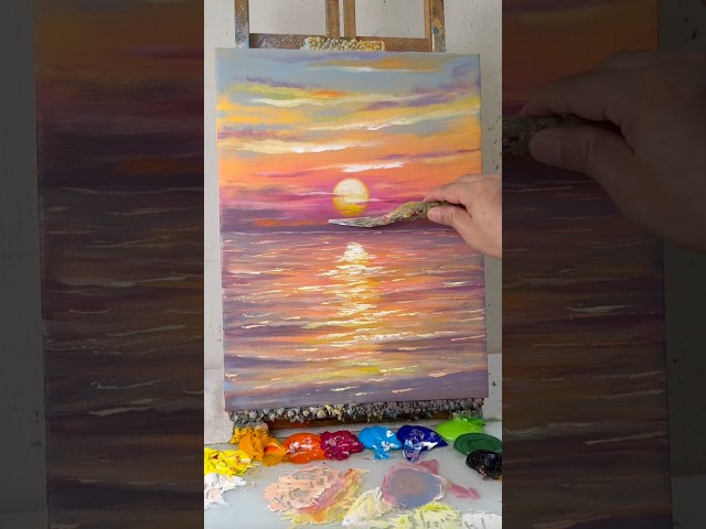 Timelapse Painting | Beautiful Ocean Sunset Reflections 🌅