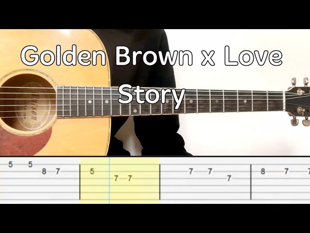 Golden Brown x Love Story (Easy Guitar Tutorial Tabs)