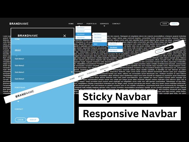 Create a Sticky Responsive Navbar with Dropdown Menu | HTML CSS & JavaScript | With free source code