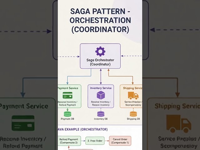 Orchestration — coordinator based Saga Design Pattern #javaprogramming #education #software