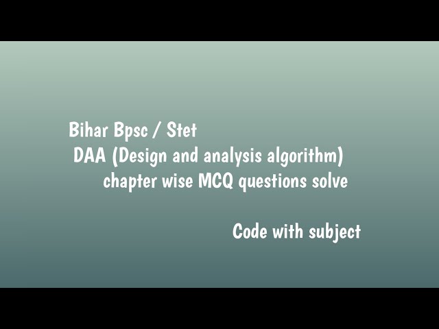 Design and analysis algorithm (DAA) part 01