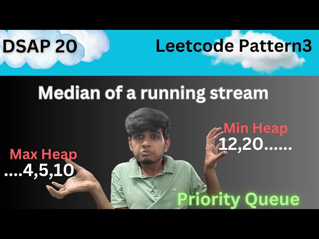 Median of running stream || PriorityQueue || Leetcode - 295 || DSAP - 20