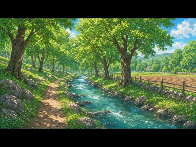 Sunny River Path Trees Seamless Loop 4K No Copyright