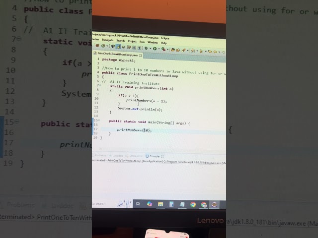 How to print 1 to 10 numbers in Java without using for or while loop | Java Interview Question #java
