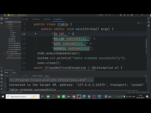 JDBC Create a Table