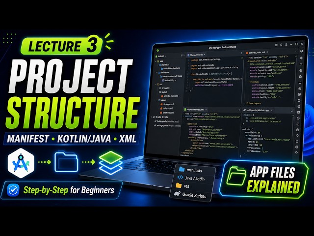 Lecture 3: Android App Project Structure Explained | Manifest, Kotlin/Java, XML | Android Course