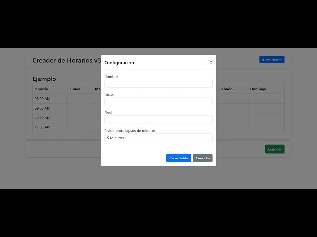Creador de Horarios con HTML y JavaScript ( incluye descarga de archivo PDF )