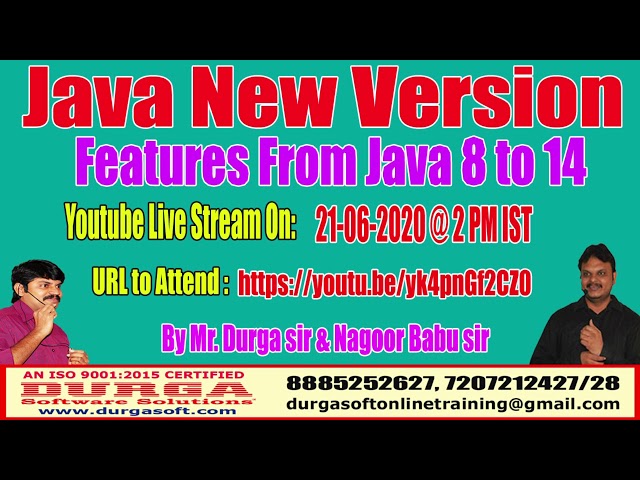 Java New Version Features From Java 8 to 14 by Durga sir & Nagoor Babu sir